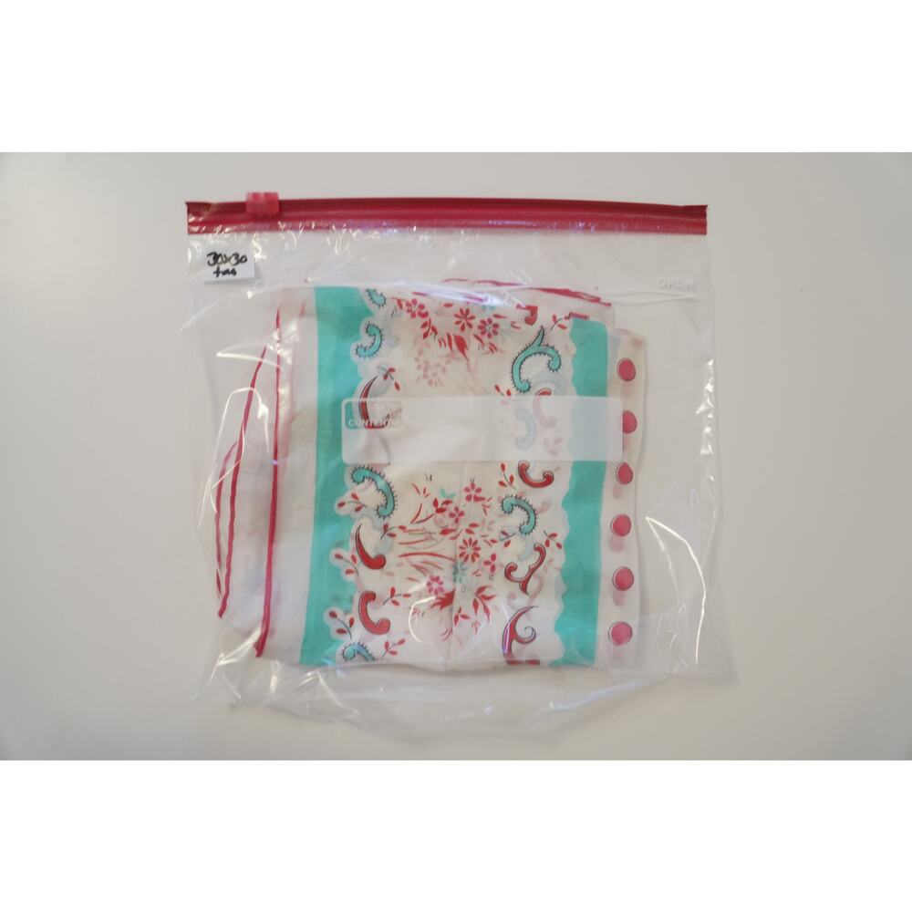Vintage Giammona Rayon Silk Scarf White Red Polka Dot Blue Floral 30x30 Japan - Picture 8 of 8